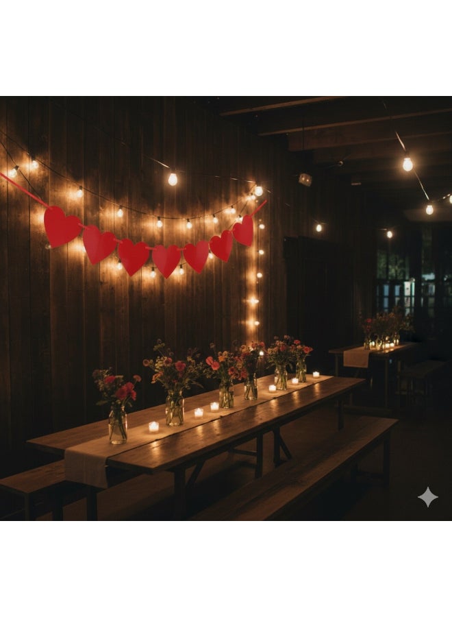 Toyland 1 Meter Red Heart Banner Decoration – Hanging Love Garland for Valentine’s Day & Party Décor - Image 3